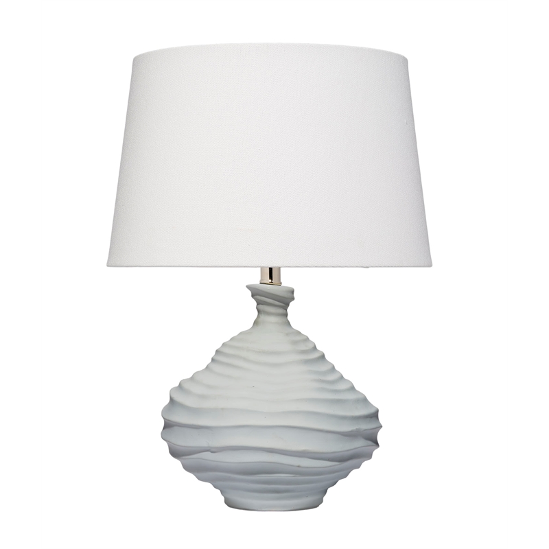 Maklaine Handmade Cloud-Inspired Ceramic Table Lamp With Linen Shade in Blue