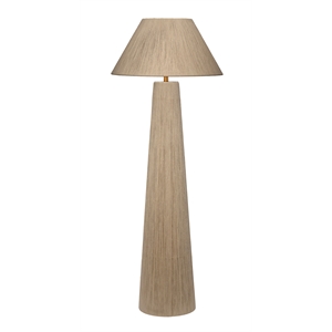Maklaine Iron and Jute Tapered Floor Lamp With Brass Accents in White