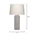Maklaine Handmade Geometric Ceramic Table Lamp With Linen Shade in Blue