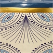Maklaine Handmade Hand-Stamped Ceramic Table Lamp With Linen Shade in Blue