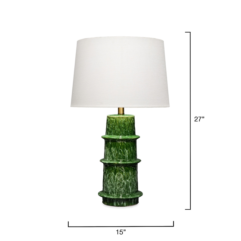 Maklaine Handmade Green Reactive Glaze Ceramic Table Lamp With Linen Shade