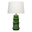 Maklaine Handmade Green Reactive Glaze Ceramic Table Lamp With Linen Shade