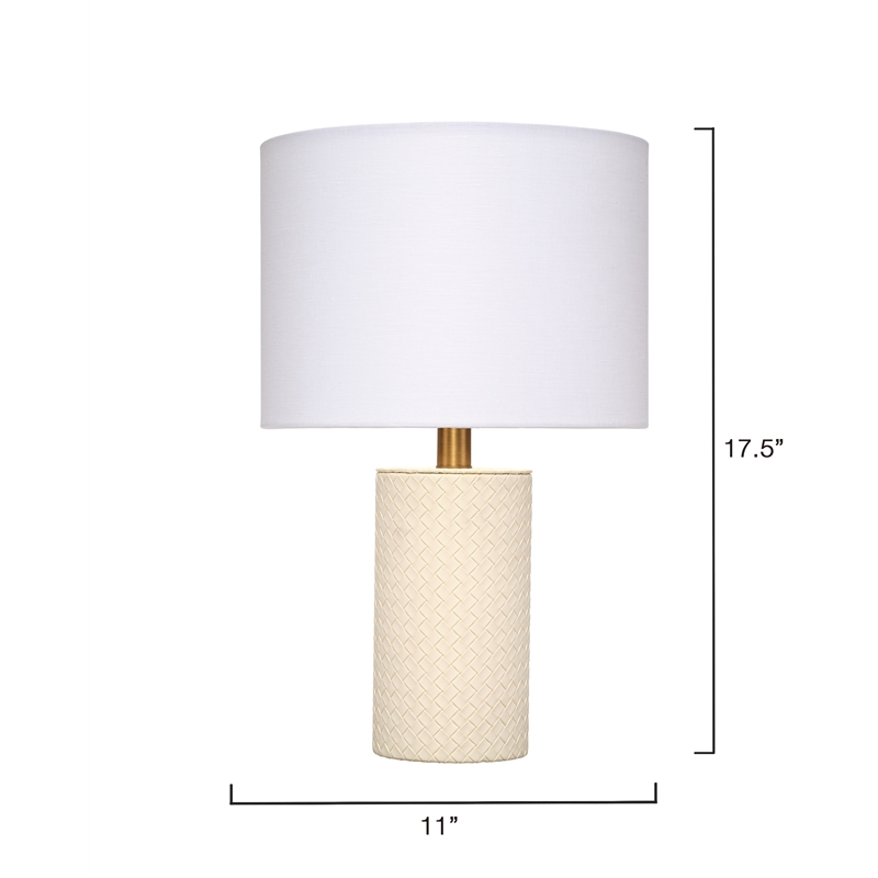 Maklaine Hand-Woven Leather Wrapped Table Lamp With Linen Shade in Cream