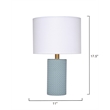 Maklaine Hand-Woven Leather Wrapped Table Lamp With Linen Shade in Blue