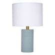 Maklaine Hand-Woven Leather Wrapped Table Lamp With Linen Shade in Blue