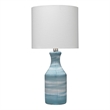 Maklaine 1-Light Handmade Swirl Ceramic Table Lamp With Linen Shade in Blue