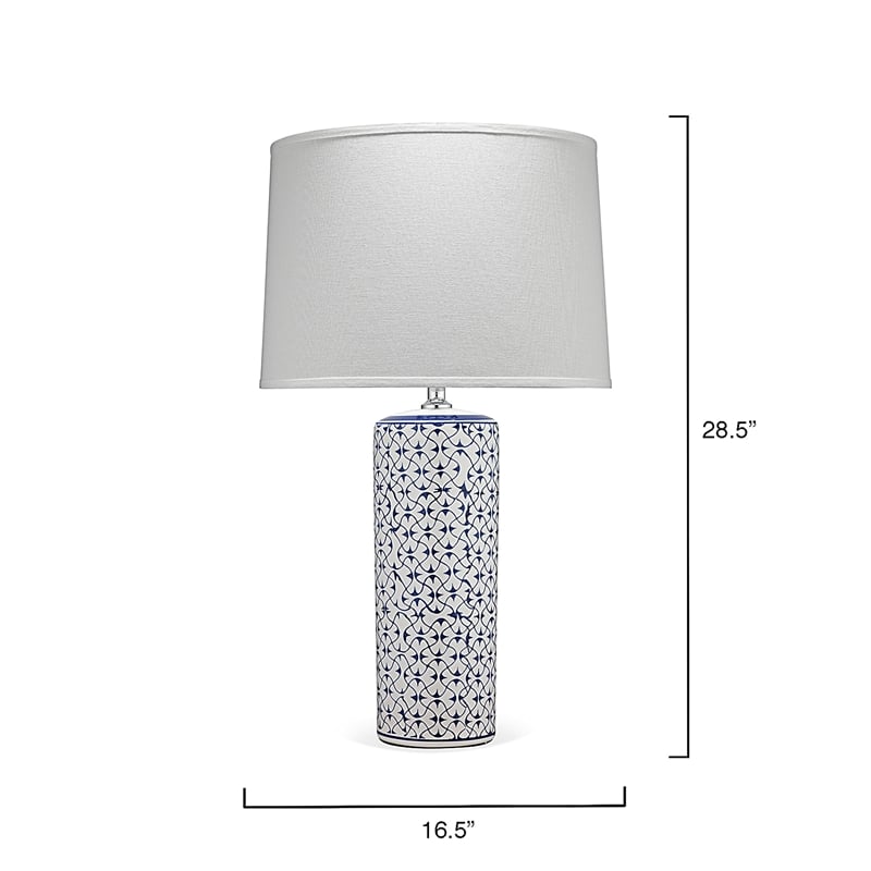 Maklaine Handmade Hand-Painted Ceramic Table Lamp With Cone Shade in Blue