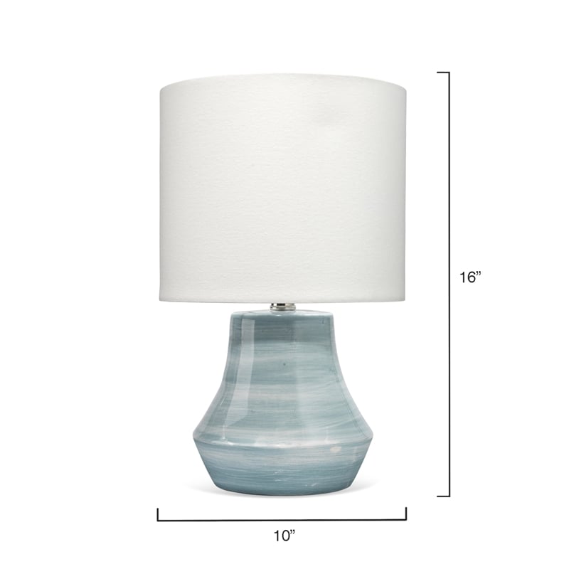 Maklaine 1-Light Handmade Swirl Ceramic Table Lamp With Linen Shade in Blue