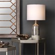 Maklaine Handmade Iridescent Glaze Ceramic Table Lamp With Linen Shade