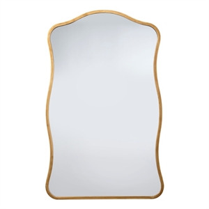 Maklaine Hand-Forged Iron Wave-Edge Wall Mirror in Antique Brass