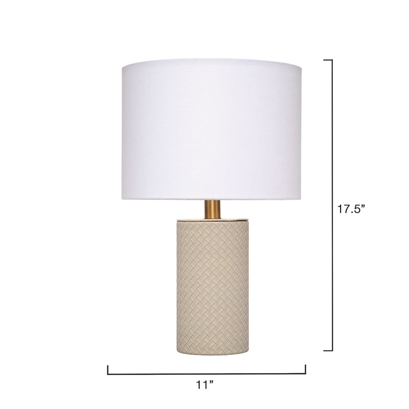 Maklaine Hand-Woven Leather Wrapped Table Lamp With Linen Shade in Gray