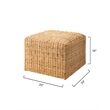Maklaine Contemporary Handwoven Natural Rattan Large Ottoman in Cream