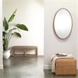 Maklaine Contemporary Handwoven Natural Rattan Large Ottoman in Cream