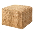 Maklaine Contemporary Handwoven Natural Rattan Large Ottoman in Cream