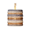 Maklaine Hand-Carved Mango Wood Beaded Pendant Light in Multi-Color