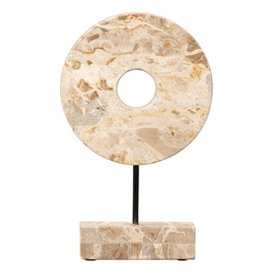 Maklaine Natural Marble Decorative Celestial Sculpture Stand in Cream