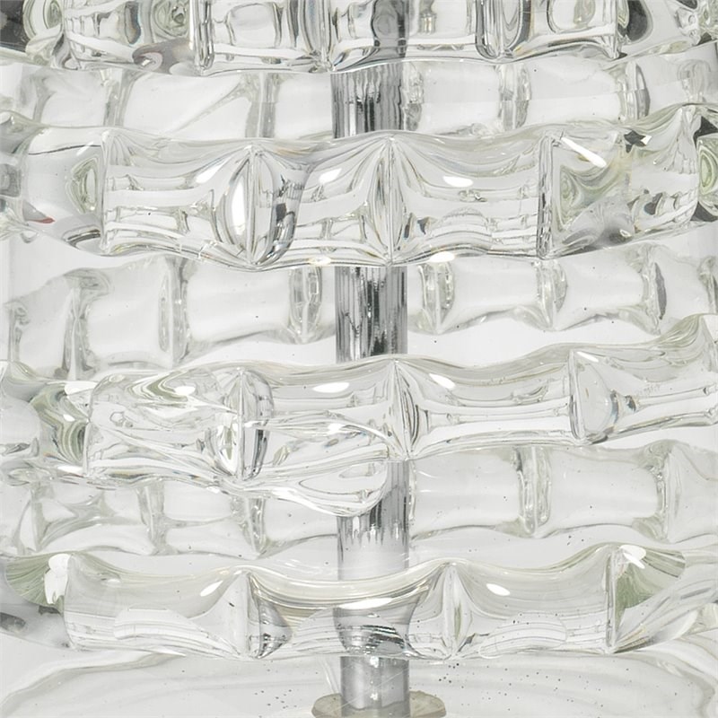 Maklaine Tall Hand-Crafted Glass Beaded Ribbon Table Lamp in Clear