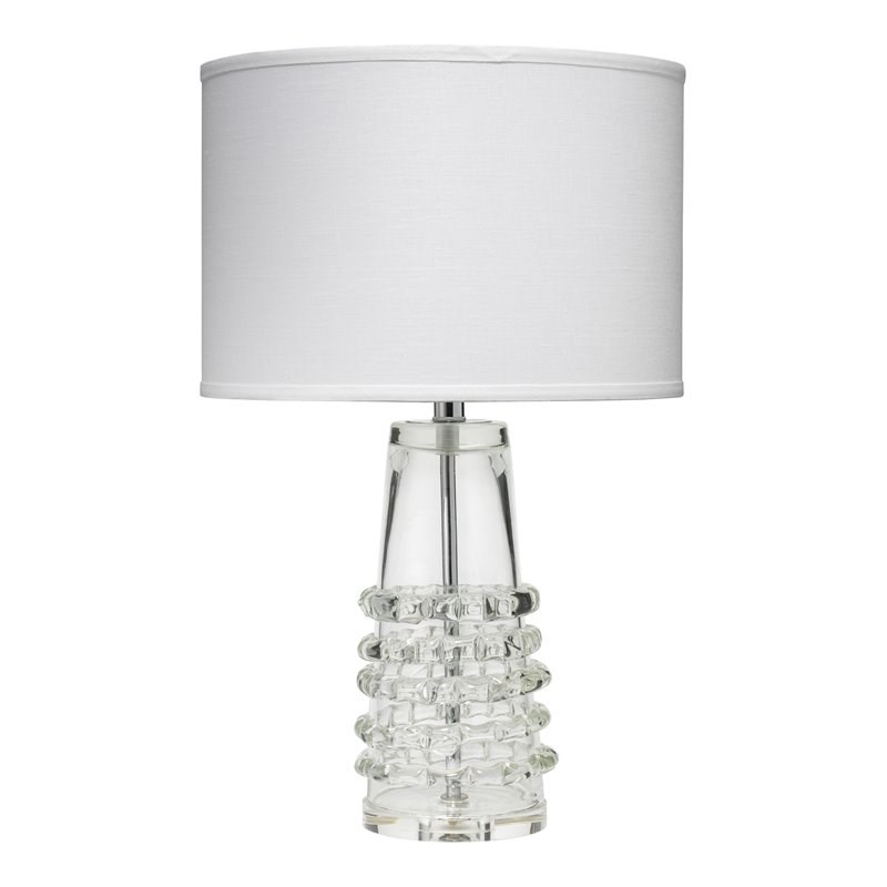 Maklaine Tall Hand-Crafted Glass Beaded Ribbon Table Lamp in Clear