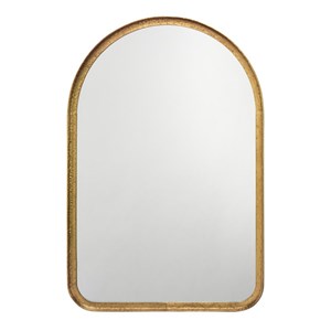 Maklaine Gold Leaf Metal Arch Transitional Wall Mirror in Gold