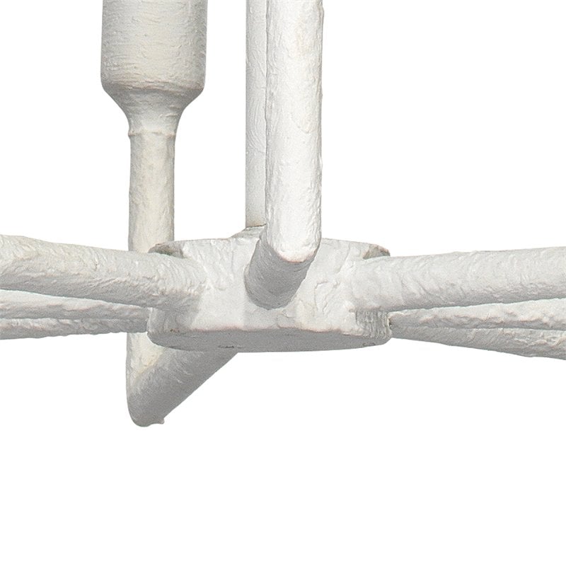 Maklaine Contemporary 8-Light White Gesso Plaster Steel Metal Chandelier