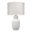 Maklaine Textured Matte Ceramic Table Lamp With Grass Cloth Shade in White