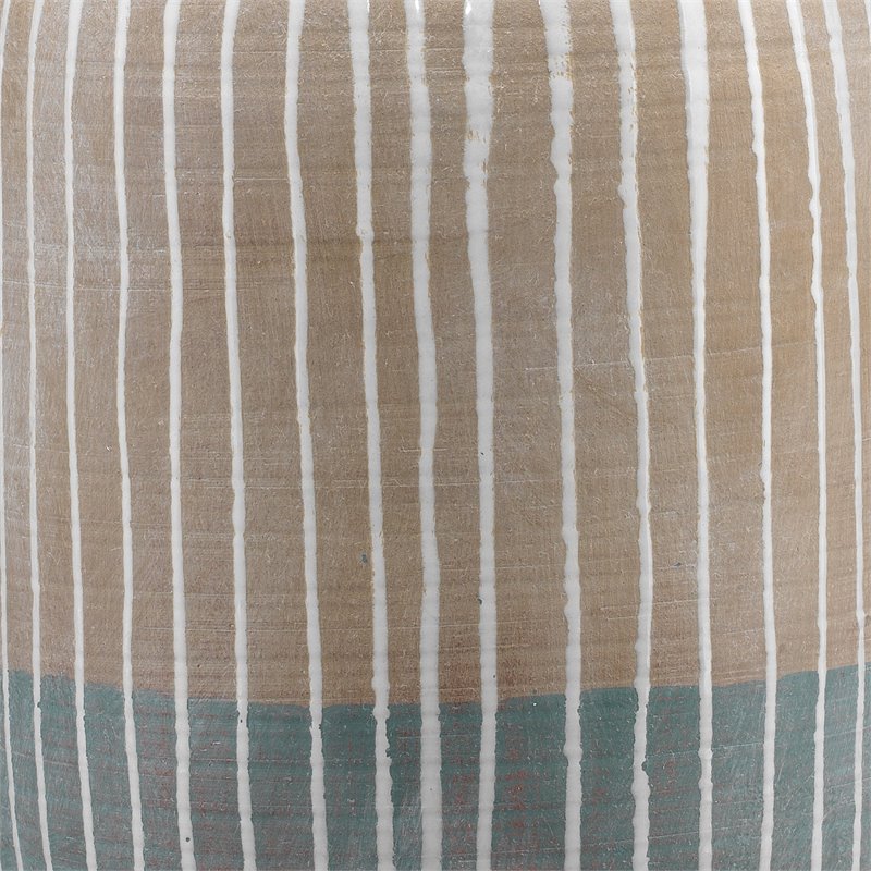 Maklaine Hand-Molded Geometric Matte Ceramic Table Lamp in Natural