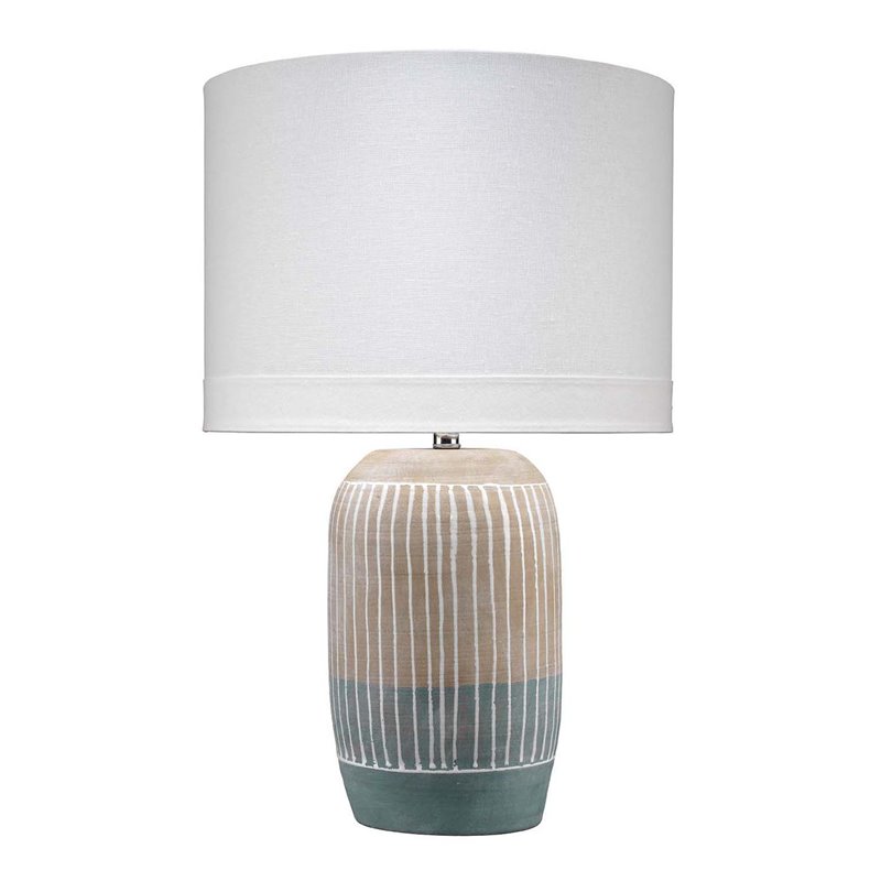 Maklaine Hand-Molded Geometric Matte Ceramic Table Lamp in Natural