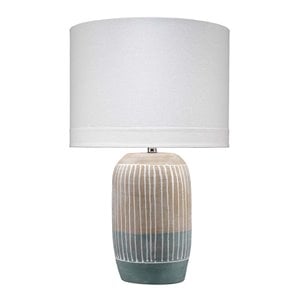 Maklaine Hand-Molded Geometric Matte Ceramic Table Lamp in Natural