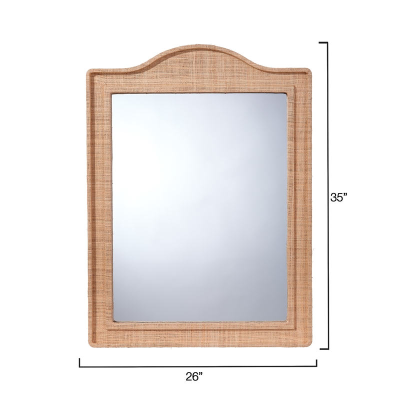 Maklaine Handmade Natural Raffia Arch Wall Mirror in Natural
