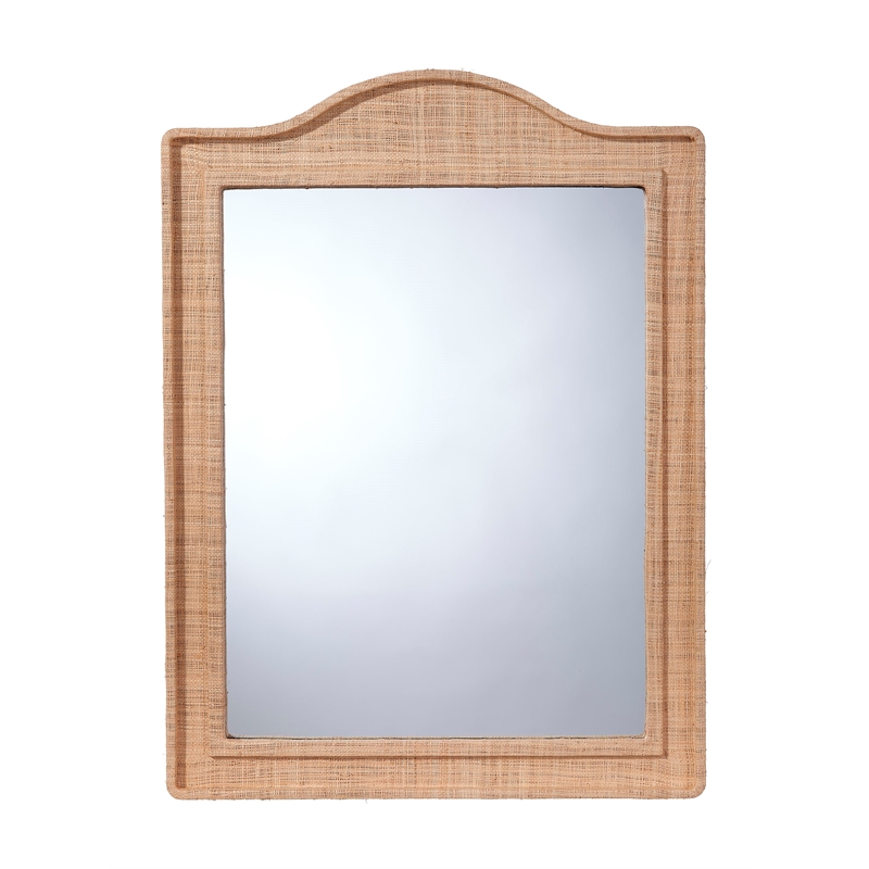 Maklaine Handmade Natural Raffia Arch Wall Mirror in Natural