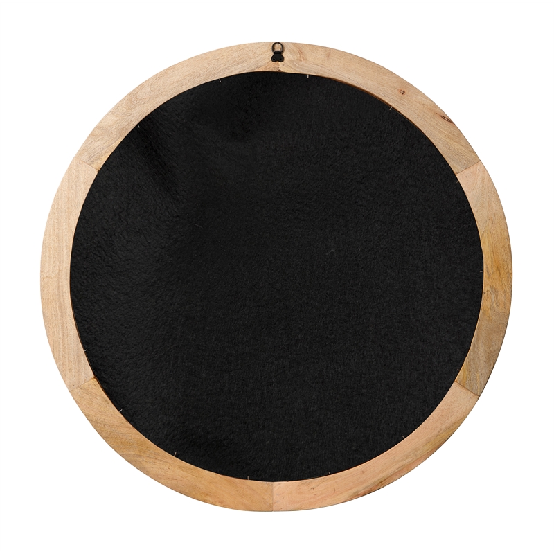 Maklaine Hand-Carved Floral Wood Round Wall Mirror in Natural