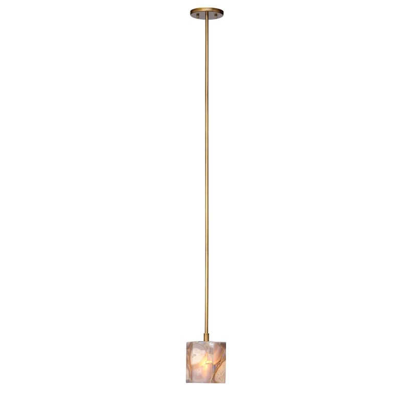 Maklaine Handmade Natural Agate Stone Pendant Light in Purple