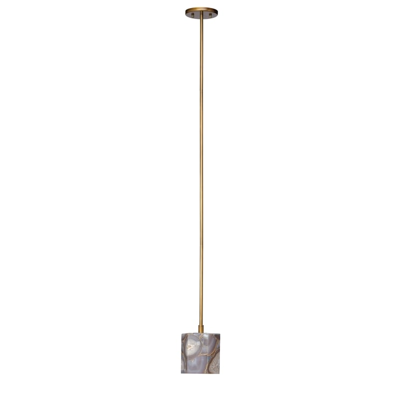 Maklaine Handmade Natural Agate Stone Pendant Light in Purple