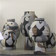 Maklaine Hand-Painted Cubist Ceramic Decorative Vase in Multi-Color