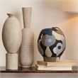 Maklaine Hand-Painted Cubist Ceramic Decorative Vase in Multi-Color