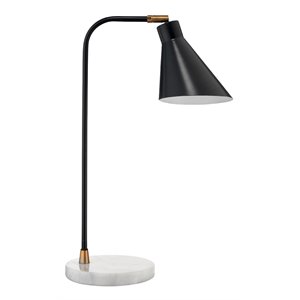 Maklaine Iron and Marble Adjustable Task Lamp in Black/Antique Brass