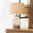 Maklaine Coastal Rope-Wrapped Glass Jar Table Lamp in Clear/Natural