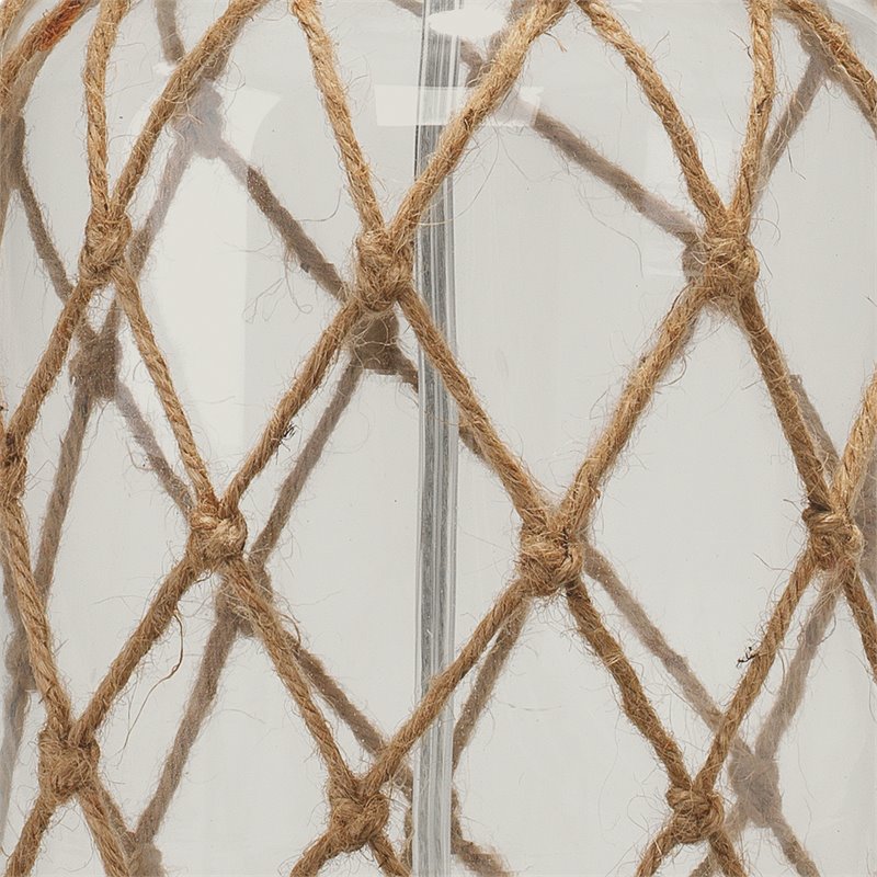 Maklaine Coastal Rope-Wrapped Glass Jar Table Lamp in Clear/Natural