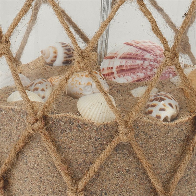 Maklaine Coastal Rope-Wrapped Glass Jar Table Lamp in Clear/Natural