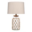Maklaine Coastal Rope-Wrapped Glass Jar Table Lamp in Clear/Natural