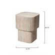Maklaine Hand-Carved Ribbed Mango Wood Square Accent Table in Cream
