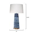 Maklaine Handmade Pleated Ceramic Table Lamp With Linen Shade in Blue