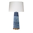 Maklaine Handmade Pleated Ceramic Table Lamp With Linen Shade in Blue