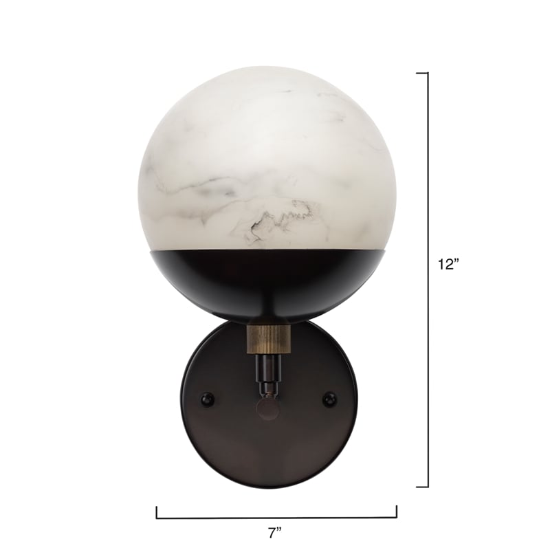Maklaine Faux Alabaster and Steel Wall Sconce in Oil Rubbed Bronze