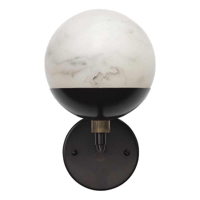 Maklaine Faux Alabaster and Steel Wall Sconce in Oil Rubbed Bronze