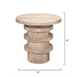 Maklaine Contemporary Hand-Carved Mango Wood Revolve Side Table in Cream