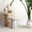 Maklaine Contemporary Hand-Carved Mango Wood Revolve Side Table in Cream