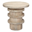 Maklaine Contemporary Hand-Carved Mango Wood Revolve Side Table in Cream
