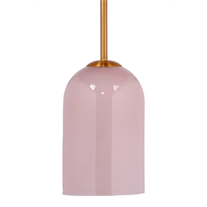 Maklaine Mouth-Blown Glass 1-Light Pendant in Pink/Antique Brass
