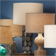 Maklaine Block-Pattern Ceramic Table Lamp With Linen Shade in Cobalt Blue